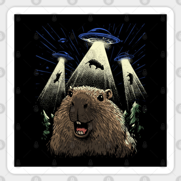 Capybara Abduction Sticker by GoshWow®