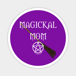 Magickal Mom Pentacle Broomstick Cheeky Witch® Magnet