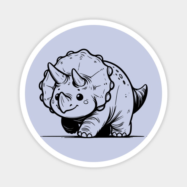 Dinosaur Walking Towards Us, Cute Happy Triceratops Magnet by Vinokurio