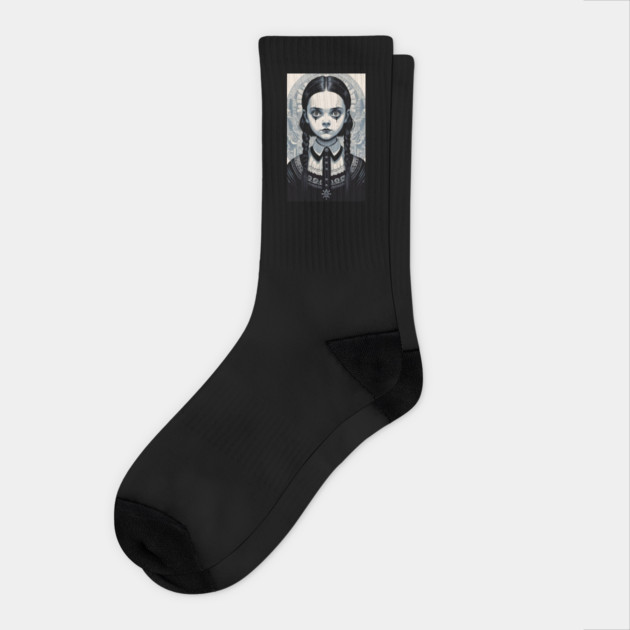 Inventor Wednesday Addams Socks by Grave Digs
