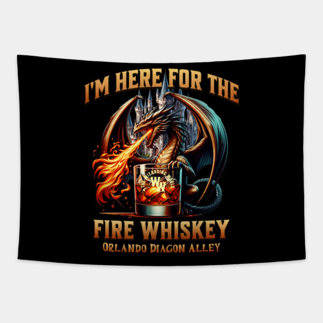 I'M Here for the Fire Whiskey Dragon Orlando Florida Tapestry by Joaddo