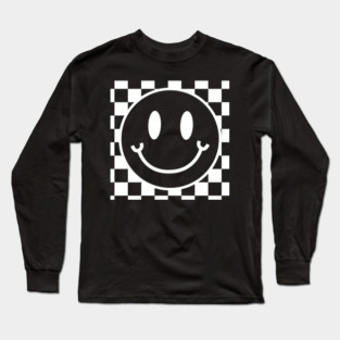 White Preppy Smiley Face Long Sleeve T-Shirt