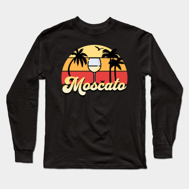 Retro Sunset Moscato Wine Long Sleeve T-Shirt by HolidayBug