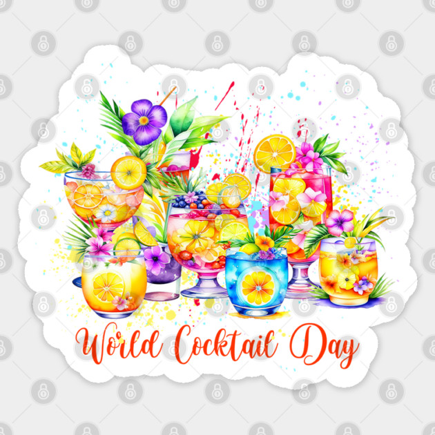 Watercolor World Cocktail Day Sticker by HolidayBug