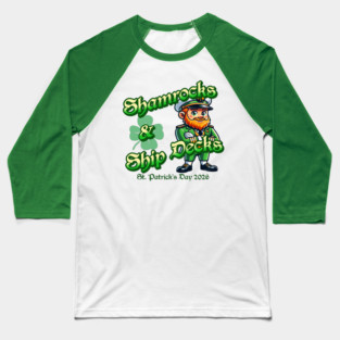 Shamrocks and Ship Decks St Patricks Day 2026 Captain Baseball T-Shirt