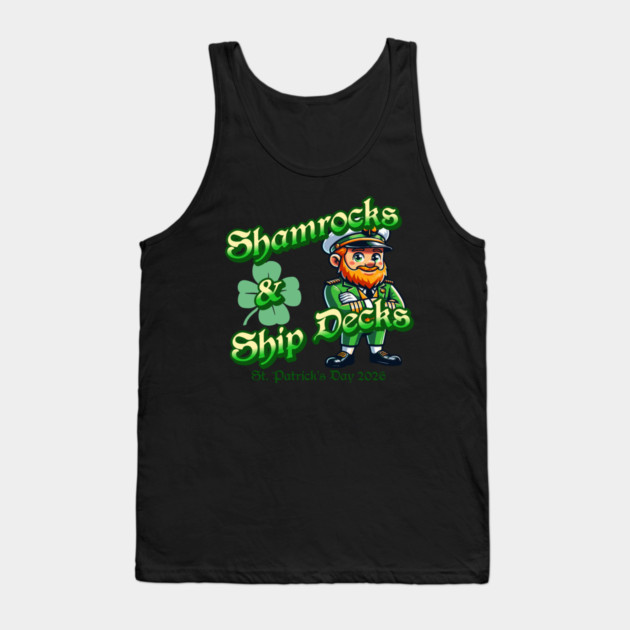 Shamrocks and Ship Decks St Patricks Day 2026 Captain Tank Top by Yesteeyear