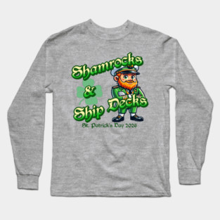 Shamrocks and Ship Decks St Patricks Day 2026 Captain Long Sleeve T-Shirt