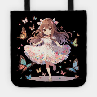 Cute Running Girl, Anime Style T-shirt for Children Tote