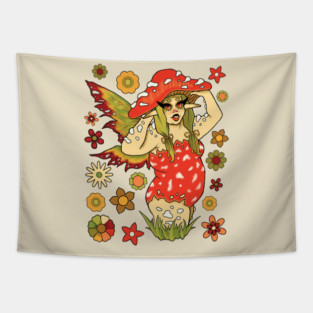 Cottagecore Plus Size Mushroom Fairy - Softcore Tapestry