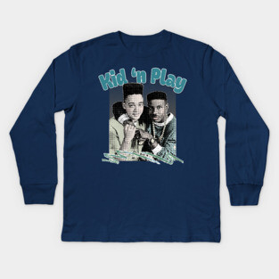 Kid N Play 90s Aesthetic Retro Styled Design Kids Long Sleeve T-Shirt