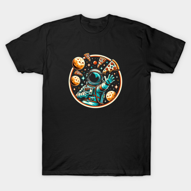 Astronaut in Space with Pizza, Love Eating Pizza T-Shirt by logiamerch