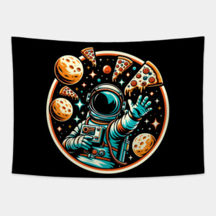 Astronaut in Space with Pizza, Love Eating Pizza Tapestry