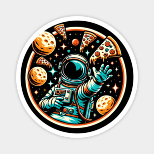 Astronaut in Space with Pizza, Love Eating Pizza Magnet