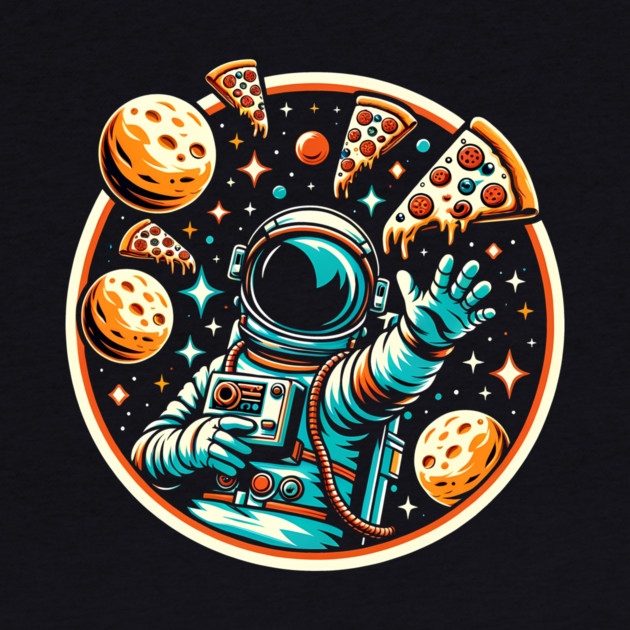 Astronaut in Space with Pizza, Love Eating Pizza by logiamerch