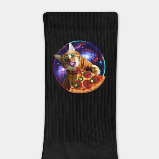 Funny Orange Cat eating Pizza in Space by logiamerch