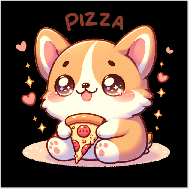 Funny Pizza Cute Dog Lover Wall Art by logiamerch