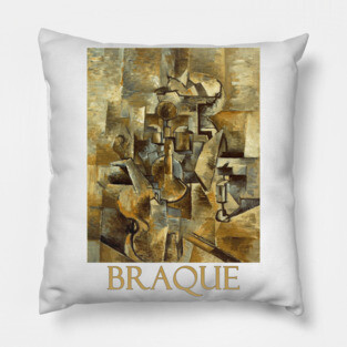 Violin and Candlestick (1910) by Georges Braque Pillow