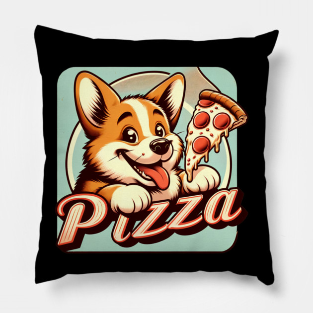 Funny Pizza Cute Corgi Dog Lover Pillow by logiamerch