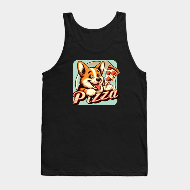 Funny Pizza Cute Corgi Dog Lover Tank Top by logiamerch