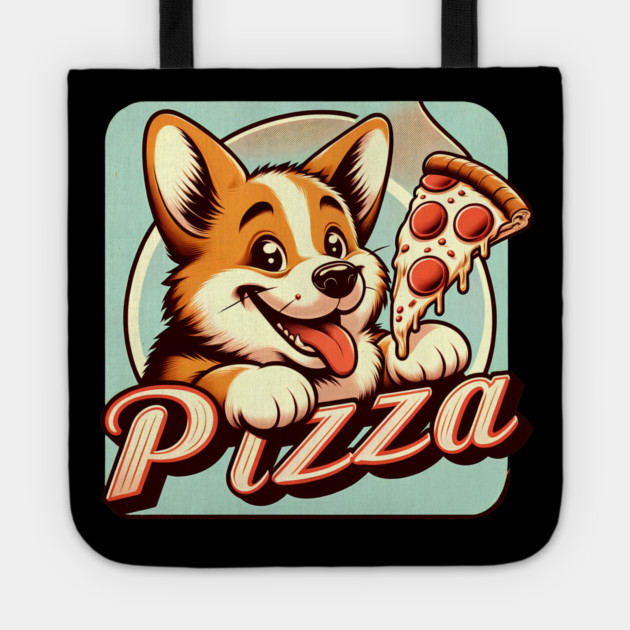 Funny Pizza Cute Corgi Dog Lover Tote by logiamerch