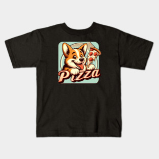 Funny Pizza Cute Corgi Dog Lover Kids T-Shirt
