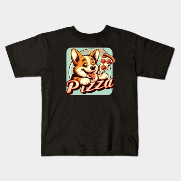 Funny Pizza Cute Corgi Dog Lover Kids T-Shirt by logiamerch