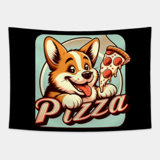 Funny Pizza Cute Corgi Dog Lover Tapestry