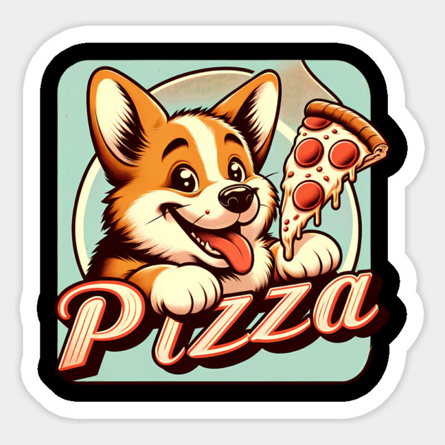 Funny Pizza Cute Corgi Dog Lover Sticker by logiamerch