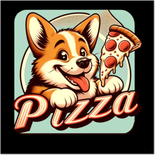 Funny Pizza Cute Corgi Dog Lover Posters and Art