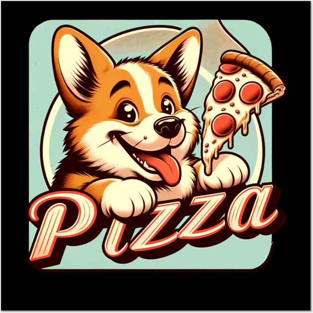 Funny Pizza Cute Corgi Dog Lover Wall Art by logiamerch