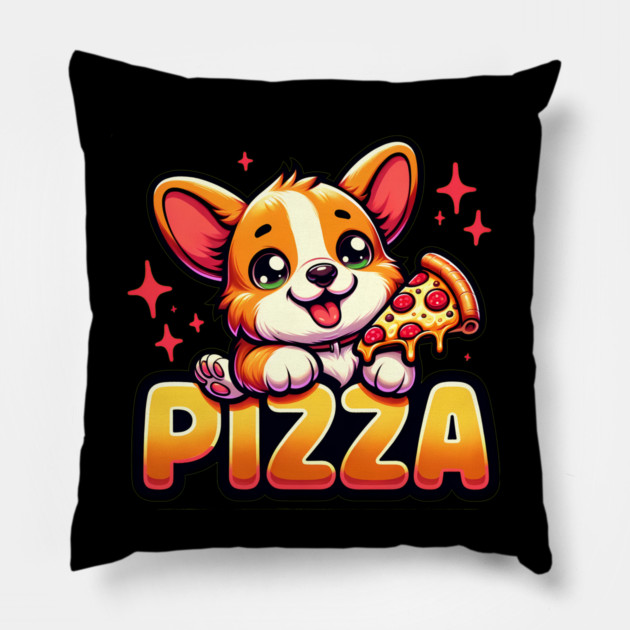 Funny Pizza Cute Corgi Dog Lover Pillow by logiamerch