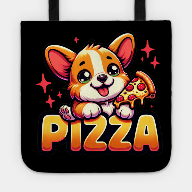 Funny Pizza Cute Corgi Dog Lover Tote by logiamerch