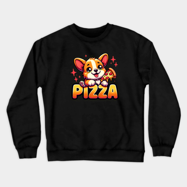 Funny Pizza Cute Corgi Dog Lover Crewneck Sweatshirt by logiamerch