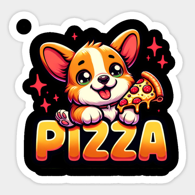 Funny Pizza Cute Corgi Dog Lover Sticker by logiamerch
