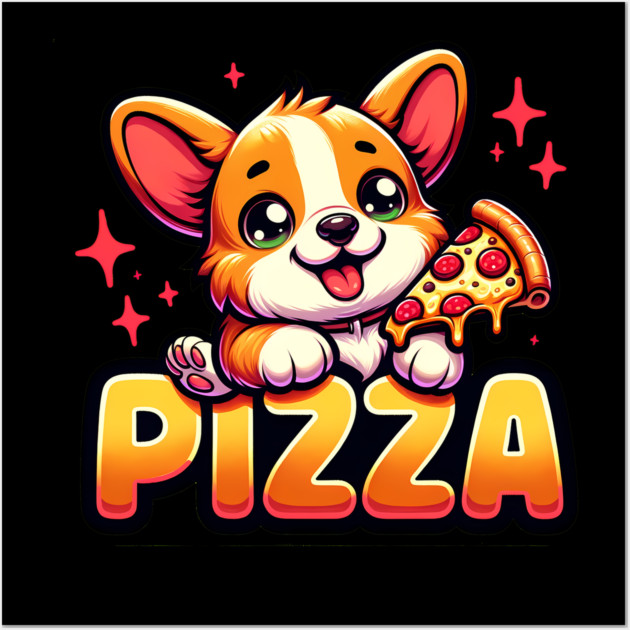 Funny Pizza Cute Corgi Dog Lover Wall Art by logiamerch