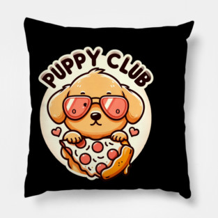 Funny Pizza Cute Dog Lover, Puppy Club Pillow