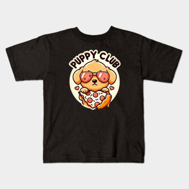 Funny Pizza Cute Dog Lover, Puppy Club Kids T-Shirt by logiamerch