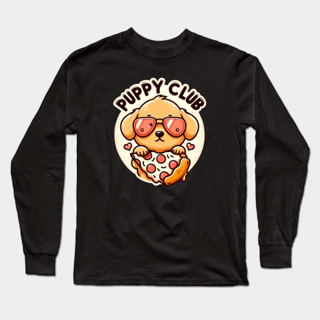 Funny Pizza Cute Dog Lover, Puppy Club Long Sleeve T-Shirt by logiamerch