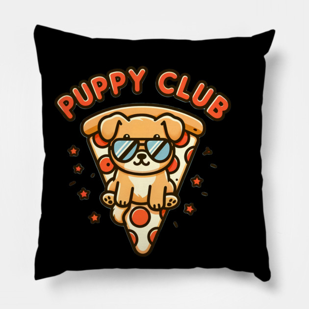 Funny Pizza Cute Puppy Dog Lover Pillow by logiamerch