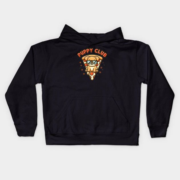 Funny Pizza Cute Puppy Dog Lover Kids Hoodie by logiamerch