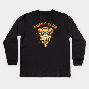 Funny Pizza Cute Puppy Dog Lover Kids Long Sleeve T-Shirt