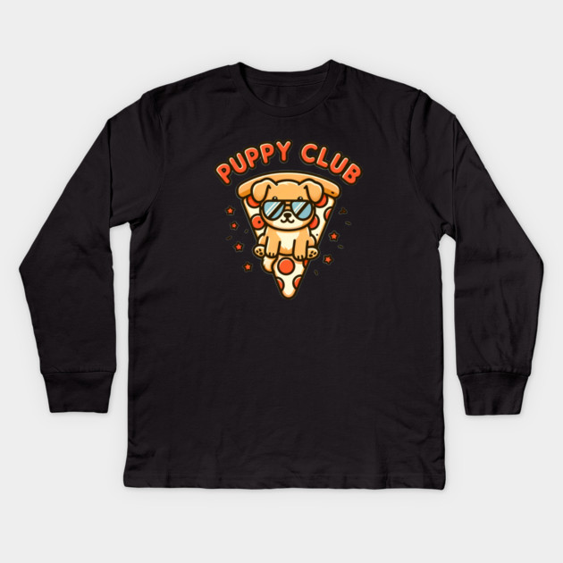 Funny Pizza Cute Puppy Dog Lover Kids Long Sleeve T-Shirt by logiamerch
