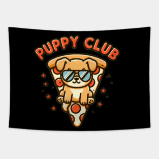 Funny Pizza Cute Puppy Dog Lover Tapestry