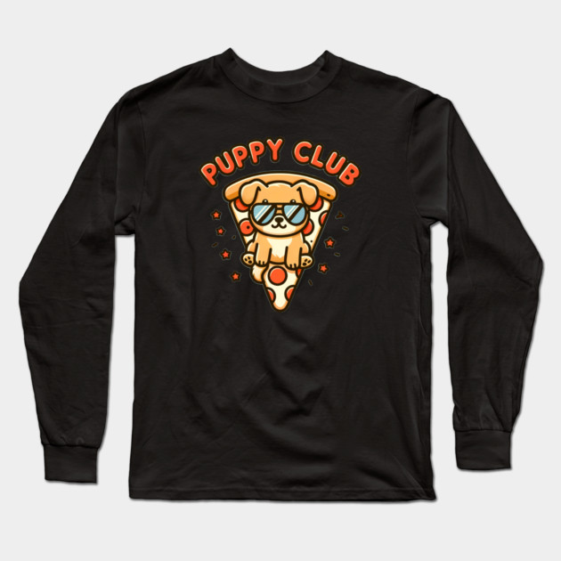 Funny Pizza Cute Puppy Dog Lover Long Sleeve T-Shirt by logiamerch