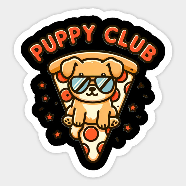 Funny Pizza Cute Puppy Dog Lover Sticker by logiamerch