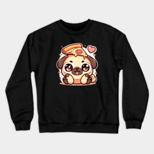 Pizza Cute Pug Dog Lover Crewneck Sweatshirt