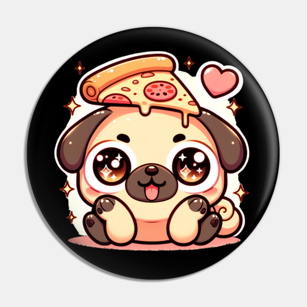 Pizza Cute Pug Dog Lover Pin by logiamerch