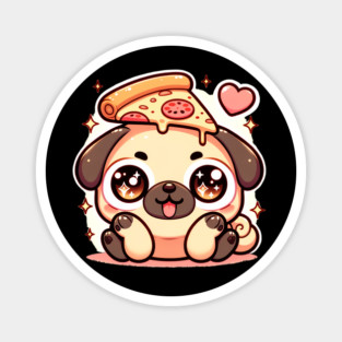 Pizza Cute Pug Dog Lover Magnet