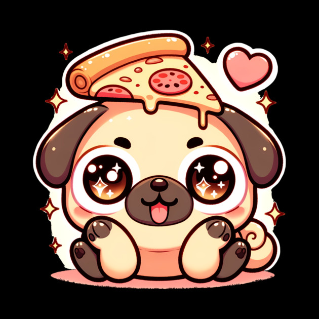 Pizza Cute Pug Dog Lover by logiamerch