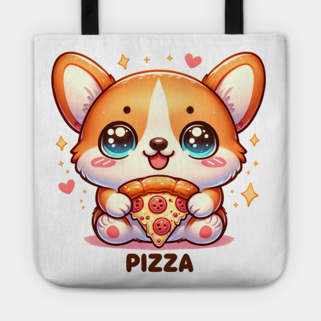 Funny Pizza CuteCorgi Dog Lover Tote by logiamerch